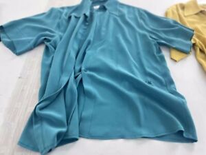 Solid Color 100% Silk  V-Neck Women'S Short Sleeve Shirt Blouse