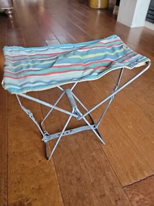 Lightweight Folding Miniature Rainbow Canvas Seat Camping-Fishing Chair 1950's? - Picture 1 of 4