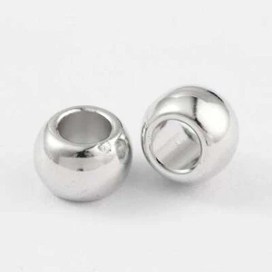 200 pcs Silver Tone Smooth Drum Spacer Beads - 7mm x 5mm - Large Hole: 4mm - Picture 1 of 2