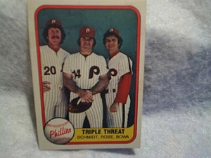 1981 FLEER PHILADELPHIA PHILLIES TRIPLE THREAT ERROR CARD,Pete Rose,Schmidt,Bowa - Picture 1 of 2