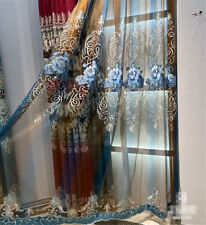 Luxury European Chenille Curtain Floral Embroidery Semi Blackout Curtain 1 Panel