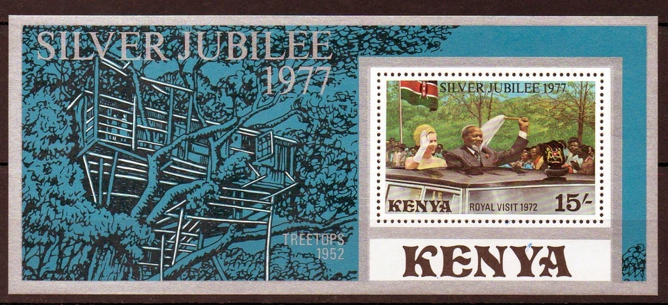 Kenia 1977 Silver Jubilee Tree Tops MNH mini hoja M.S. 95 Foto 1 de 1