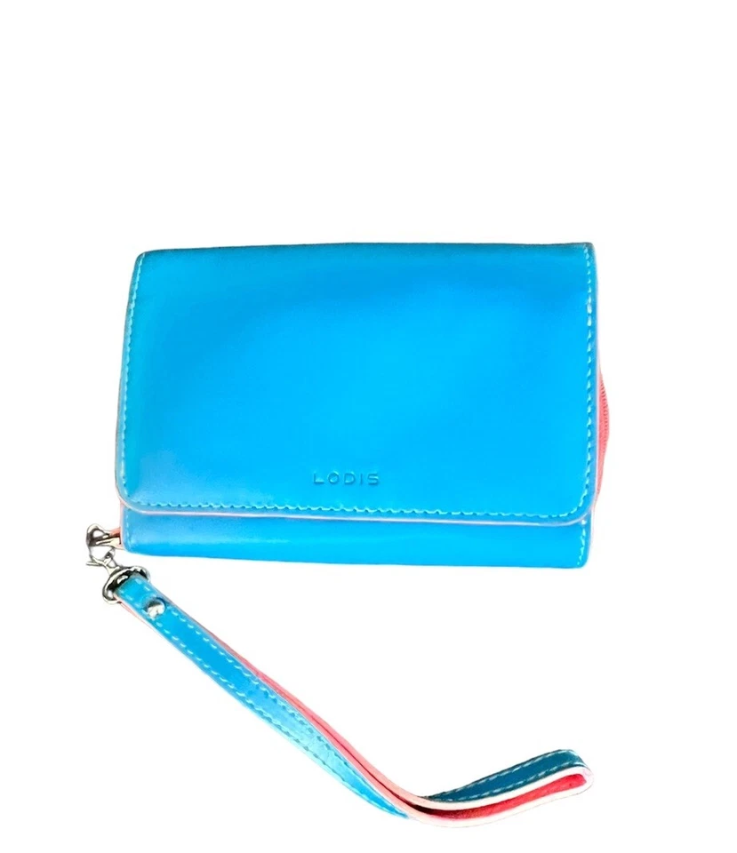 Lodis Audrey BeaPhone 钱包腕带。  绿松石/珊瑚色 — 第 1/4 张图片