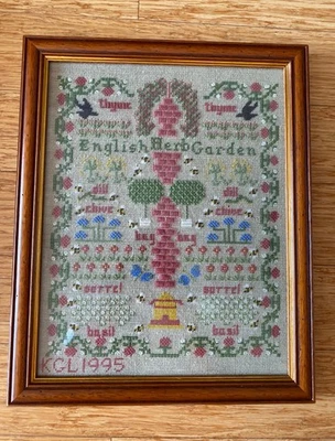 Vintage Framed Cross Stitch “English Herb Garden” 1995 - Image 1 of 4
