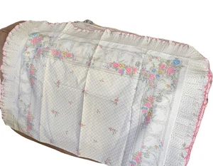 PIU BELLE Rosa/Blanco Flores 2 @ Euro Almohada Fundas Borde Volantes Crudos 26" x 26" NUEVO - Imagen 1 de 6