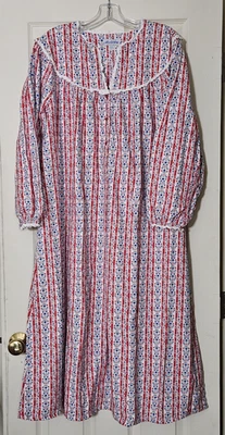 Camisón Lanz of Salzburg talla L Multicolor Maxi Mangas Largas Ojales Encaje Algodón Foto 1 de 4