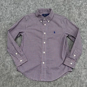 Ralph Lauren camicia ragazzo 6 rosso blu a quadri bottoni manica lunga cotone polo - Foto 1 di 19
