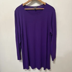 Eileen Fisher  Purple Jersey Top  Tee Long Sleeve Size 1X Viscose Stretchy - Picture 1 of 7
