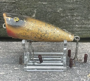 Esca da pesca vintage VECCHIO LEGNO con occhi di vetro non marcata - Foto 1 di 5