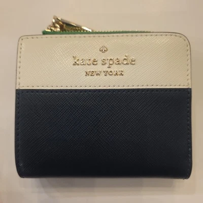 Cartera KATE SPADE Staci Colorblock Azul Marino/Verde Kelly Pequeña Cremallera en L Plegable Nueva sin Etiquetas Foto 1 de 4