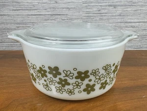 Vintage PYREX 1.5 Spring Blossom Crazy Daisy Casserole 474-B with Lid 474-C - Picture 1 of 12