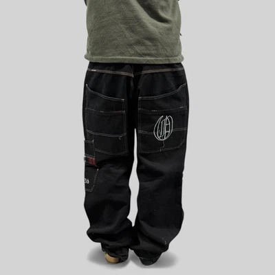 Vintage Overzeas hip hop baggy wide leg carpenter jeans black W34 x L34 - image 1 of 4