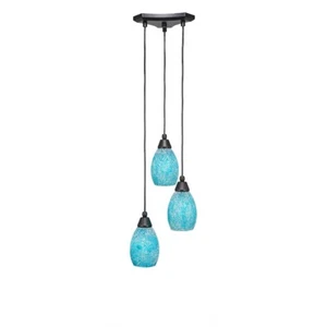 Toltec Europa 3 Light Mini Pendant, Black, 5" Turquoise Fusion - 28-MB-5055 - Picture 1 of 1