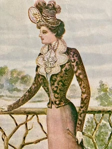 Antique 1900 Delineator Fashion Magazine Colored Print Ladies Tailor Suit - Picture 1 of 6