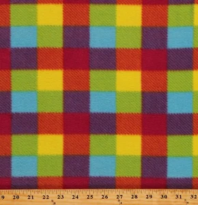 Fleece Rainbow Buffalo Plaid Multi colored Checks Fleece Fabric Print A333.09 - Bild 1 von 1