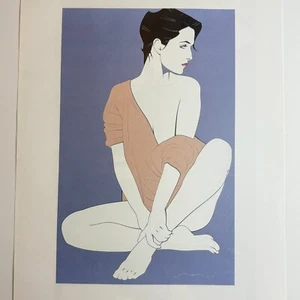 Patrick Nagel Vintage Print Damen Schulterfrei Pullover Drapiert Freizeit 80er Minimal Art - Bild 1 von 9