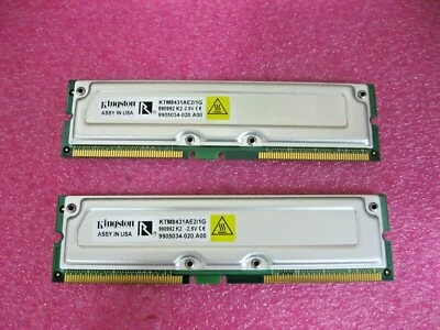 Lot 2 KTM8431AE2/1G Kingston 512MB MODULE 800MHz PC800 - ECC - RDRAM - 184-pin - Image 1 of 2