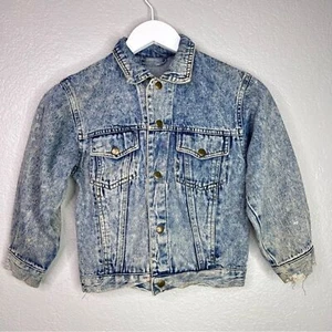 Vintage distressed denim jacket kids size 6 - Picture 1 of 8