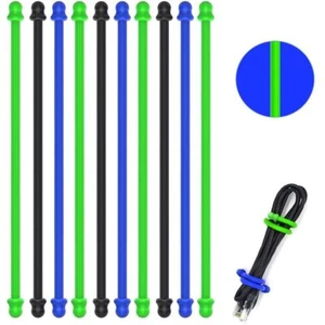 10pcs Straps Silicone Ties Reusable Cable Tie Straps Rubber Twist Ties Home - Photo 1/12