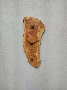 Designed Wall Clock Natural Solid Wooden Handmade Home Unique Shape Decorative - Picture 1 of 10
