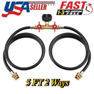 5 FT 2 Way Y Splitter Propane Tank Converter CGA Adapter Replaceme Hose Assembly - Picture 1 of 7