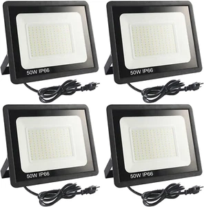 4Pack LED Flood Light Outdoor,50W LED Work Light 5500Lm with 6FT US Plug,Ip66 Wa - Picture 1 of 8