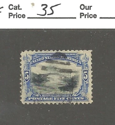 US # 297, 5 cent blue & black, Bridge at Niagara, 1901, VF-XF, scv $35 - Image 1 of 2