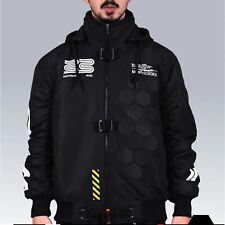 Men's Black Jacket Hoodie Bomber Full Zip Techwear Machine56 B/TYPE-HEX_BK-3
