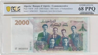 Algeria 2020 2000 Dinars PCGS Certified Banknote UNC 68 PPQ Pick NEW - Image 1 of 2