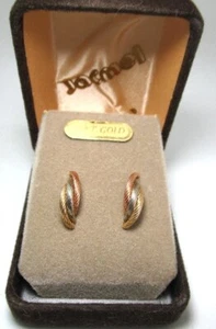 JACMEL 14k Three Color Gold Pierced Earrings 1.0 grams 1/2” with original box - Picture 1 of 3