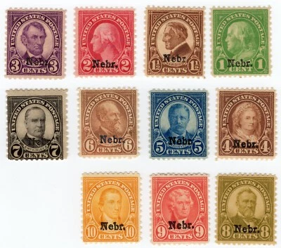 Scott #669-679 Nebraska Overprint Single Stamps - MH #2 - Image 1 of 2