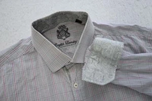Bugatchi Uomo Dress Shirt Plaid Long Sleeve Flip Cuff Mens Size 17 34/35 XL - Picture 1 of 8