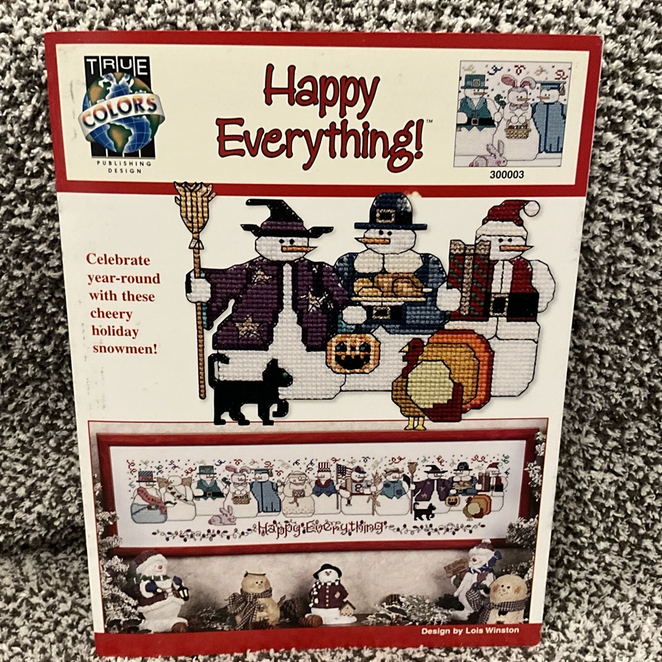 RARO!!! Punto de Cruz Vintage True Colors “HAPPY EVERYTHING” de Lois Winston Foto 1 de 4