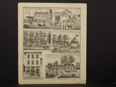Mapa de Pensilvania, condado de Washington, 1876 grabados doble cara N5#57 Foto 1 de 2