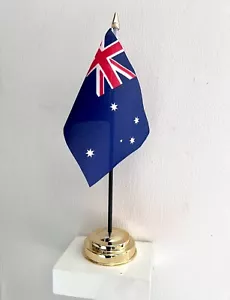AUSTRALIAN TABLE FLAG Australia desktop flags with flat golden base - Foto 1 di 1