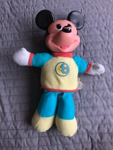 Vintage 1990 Mickey Mouse Plush Doll hard head moon shirt - Picture 1 of 13