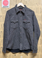 IRON HEART OLD Model Heavy oz Cotton Western Shirt Square Snap Gray Size L Rare