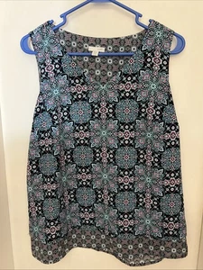 Canotta donna J. Jill doppio strato paisley taglia S Petite blu poliestere - Foto 1 di 4