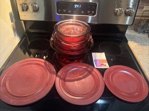 Corning Ware Pyrex Vision Cranberry set 9 pezzi nuovo - Foto 1 di 20