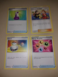 4 pokemon cards trainers- potion, pokemon fan club, switch, energy recycler - Picture 1 of 4