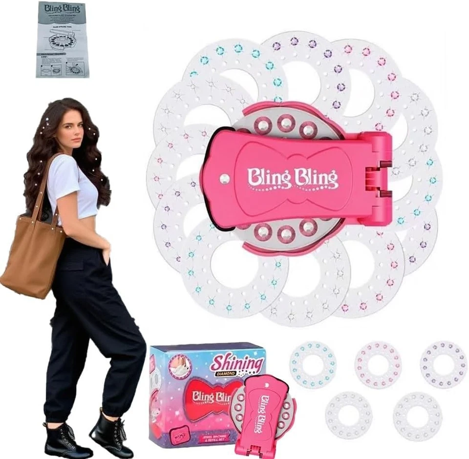 Bling Glitter Diamond Styling Tools Hair Gemstone Styling Set,(12 Gem Discs) - Image 1 of 4