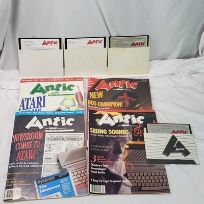 Lote de 4 revistas antiguas Atari 800 + 4 disquetes de programa años 80 Foto 1 de 4