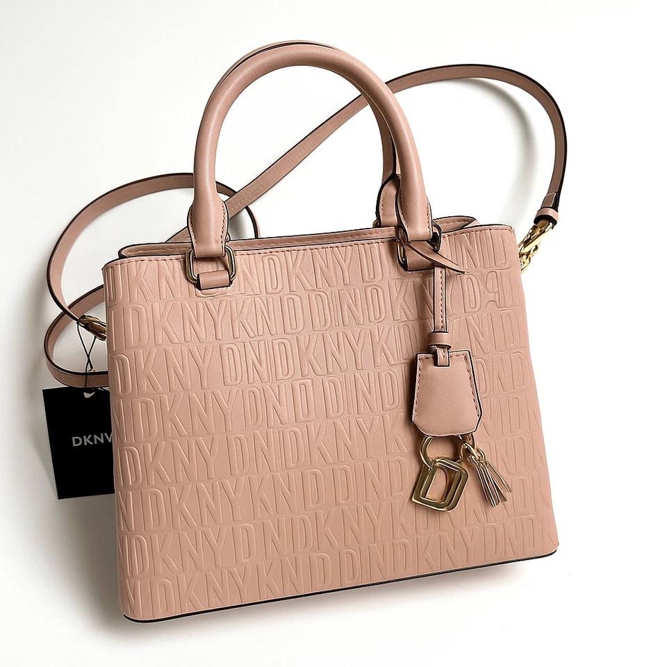 DKNY Signature Logo Paige MD Satchel Shoulder Bag Blush Pink Handbag