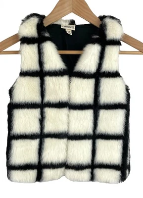 Colete forrado sem mangas de pele sintética Cherokee Girls Youth M (7/8) branco e preto - Imagem 1 de 4