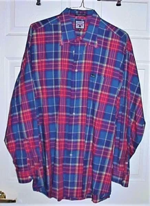 A FACONNABLE MEN'S 100% COTTON BROADCLOTH SHIRT PRE-OWNED LAUNDERED BLUE & RED - Picture 1 of 3