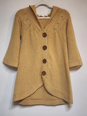 Cárdigan Sleeping on Snow con capucha mezcla de lana abotonada talla S amarillo Foto 1 de 4