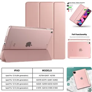 For iPad Pro 12.9" 1st 2nd 4th 5th 6th Generation Leather Stand SMART CASE Cover - Picture 1 of 9