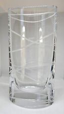 Nambe Crystal Clear Glass Oval Swirl Etched Lines Modern Design 8" - Heavy