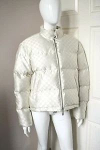 LOUIS VUITTON LV lurex damier cream short down puffer jacket coat 42 UK14 NWT - Picture 1 of 12