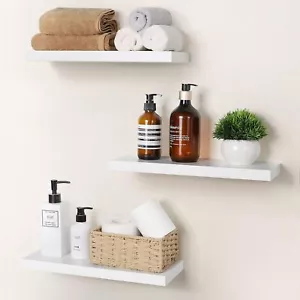 Set of 3 Floating Wall Shelves Picture Ledge Display Rack Book Hanging Shelf - Picture 1 of 26